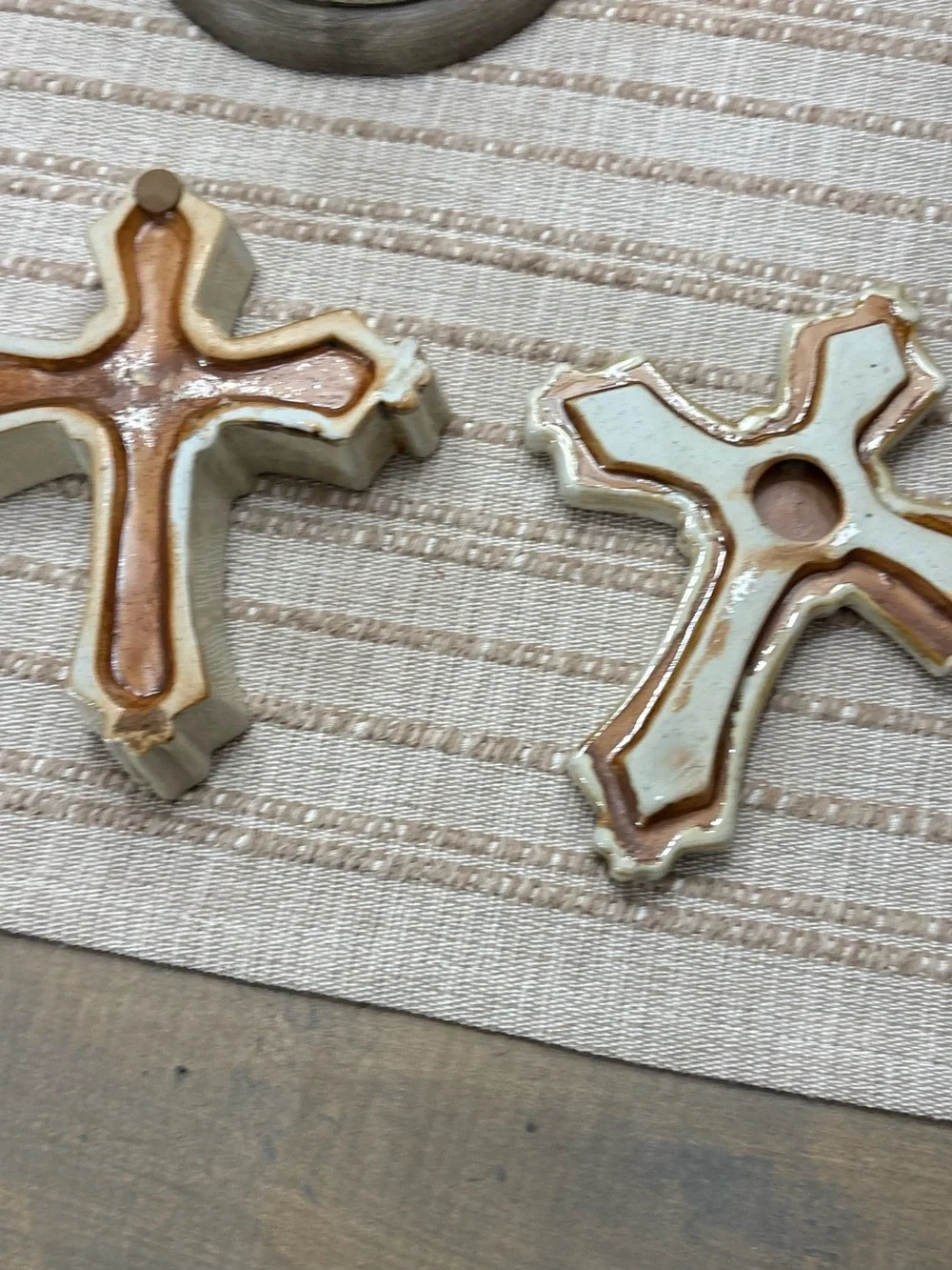 Holiday Market Blue Ceramic Cross Trinket Jewelry Box 6”